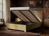 SOLACE+CO Theo Ribbed Ottoman Bed Light Wood-Double