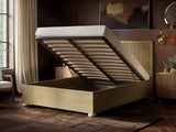 SOLACE+CO Theo Ribbed Ottoman Bed Light Wood-Kingsize