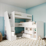 Flair Oscar Staircase Triple Bunk Bed with Storage White