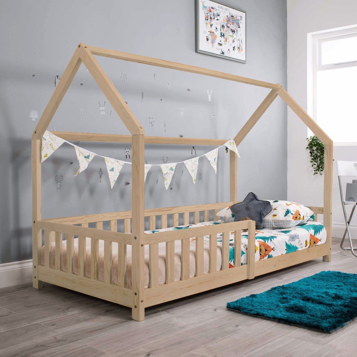 Flair Explorer Single Play House Floor Bed with Rails Olive Green