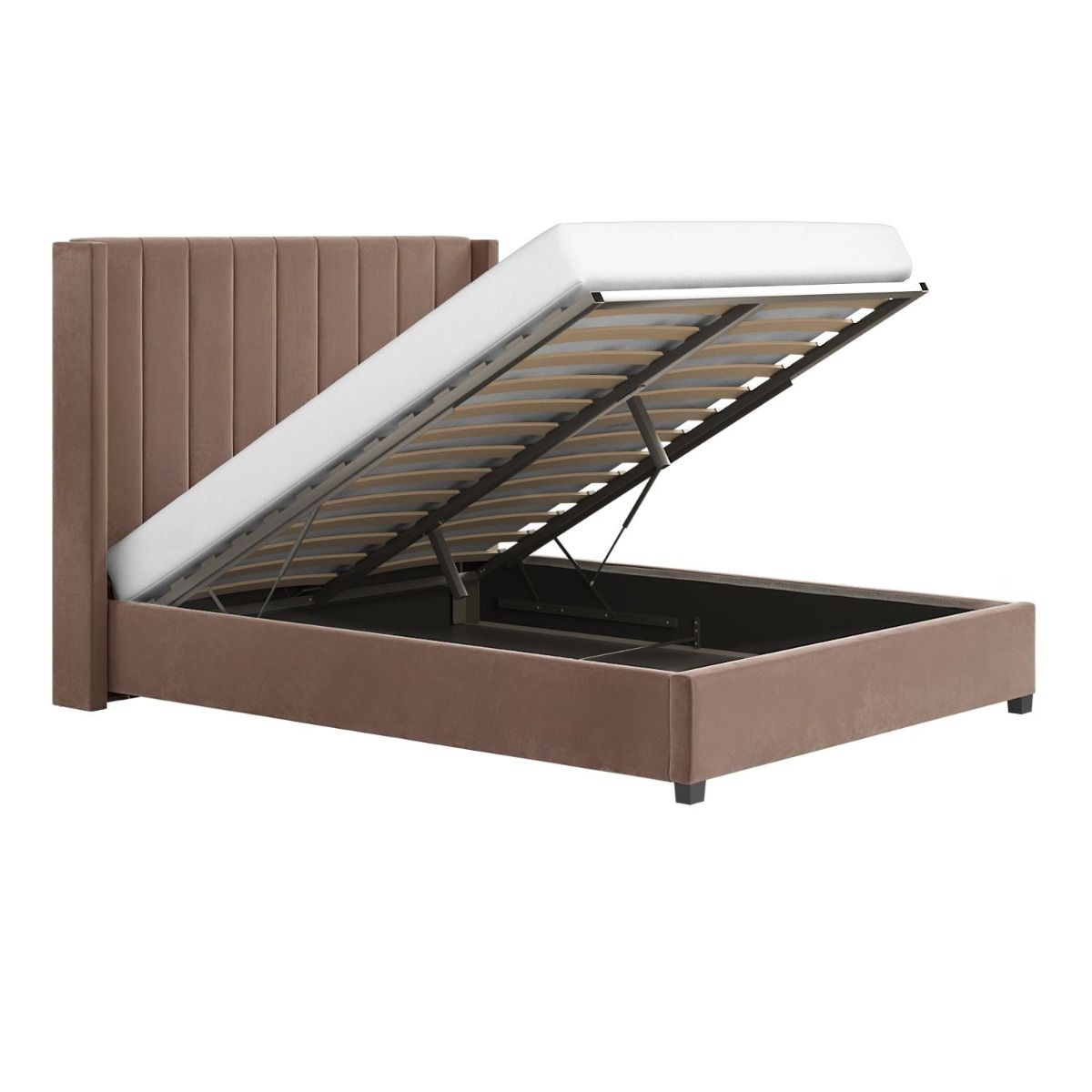 Flair Tiggy Ottoman Bed with Winged Headboard Chocolate Velvet Double