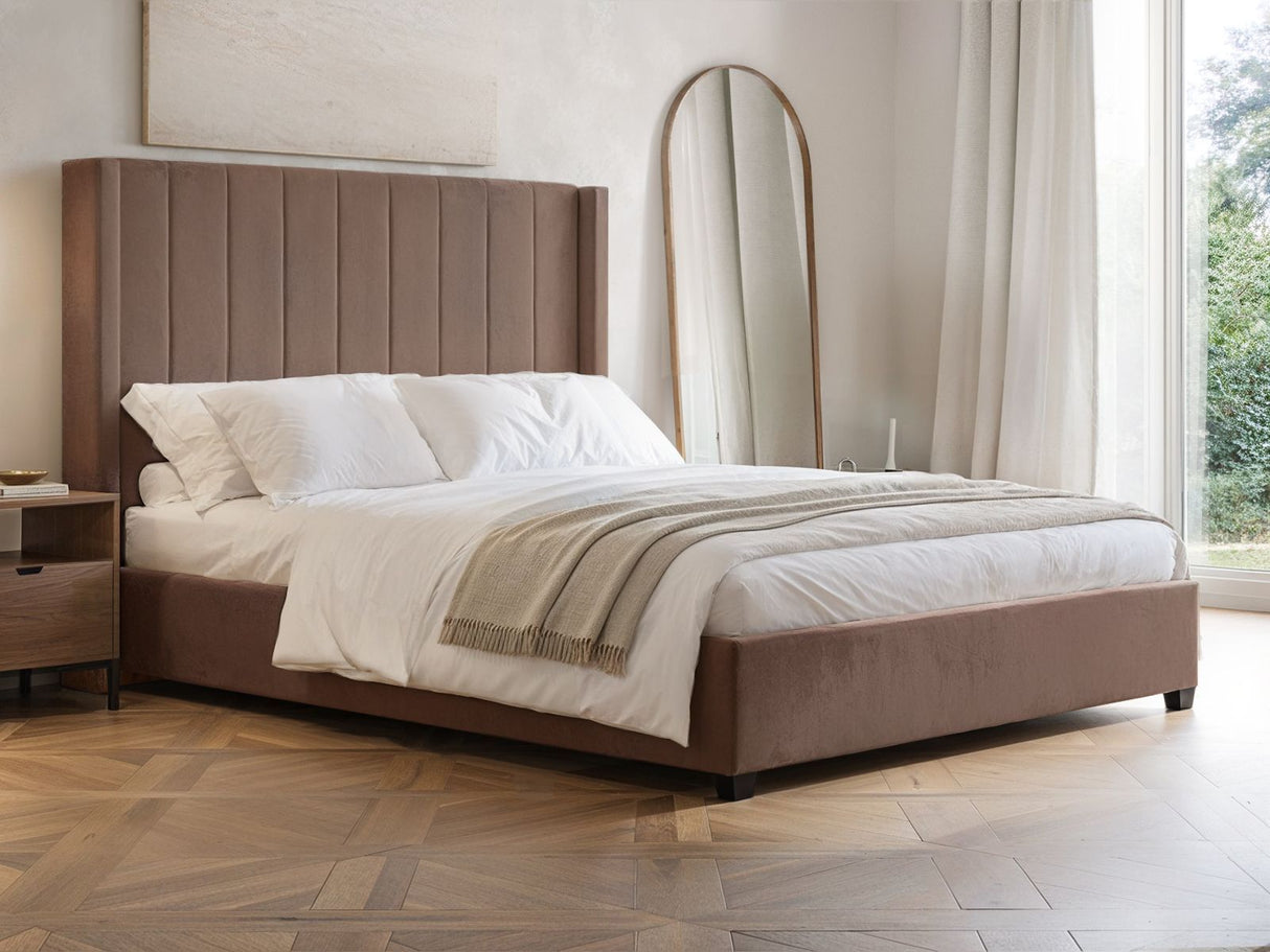 Flair Tiggy Ottoman Bed with Winged Headboard Chocolate Velvet Double
