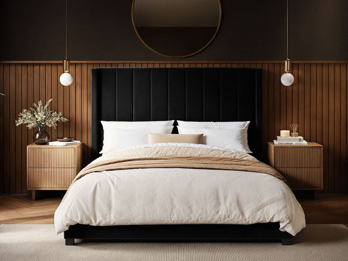 Flair Tiggy Kingsize Ottoman Bed with Winged Headboard Black Velvet