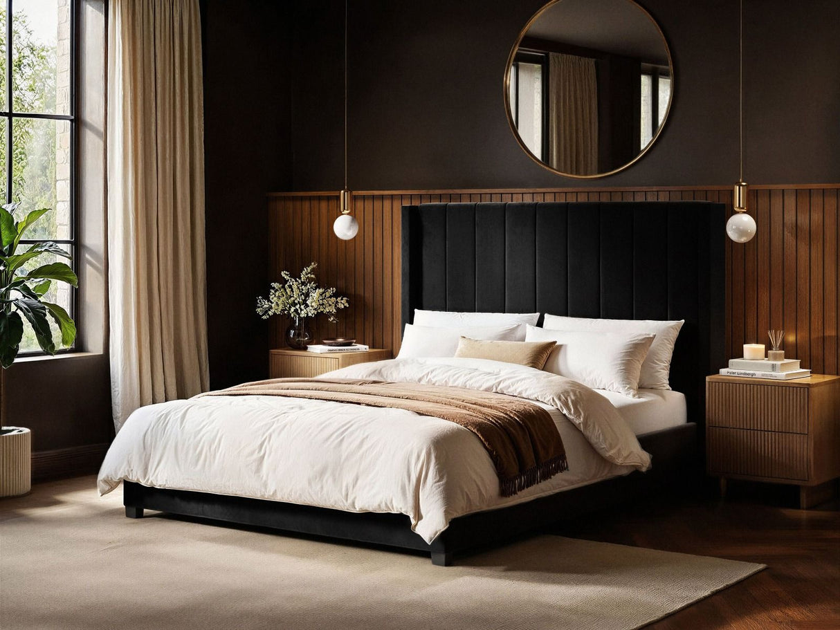 Flair Tiggy Kingsize Ottoman Bed with Winged Headboard Black Velvet