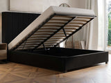 Flair Tiggy Kingsize Ottoman Bed with Winged Headboard Black Velvet