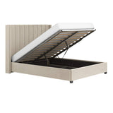 Flair Tiggy Double Ottoman Bed with Winged Headboard Beige Velvet