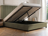 Flair Tiggy Kingsize Ottoman Bed with Winged Headboard Khaki Velvet