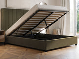 Flair Tiggy Double Ottoman Bed with Winged Headboard Khaki Velvet