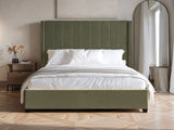 Flair Tiggy Double Ottoman Bed with Winged Headboard Khaki Velvet