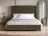 Flair Tiggy Kingsize Ottoman Bed with Winged Headboard Khaki Velvet