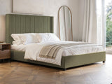 Flair Tiggy Double Ottoman Bed with Winged Headboard Khaki Velvet
