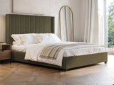 Flair Tiggy Kingsize Ottoman Bed with Winged Headboard Khaki Velvet