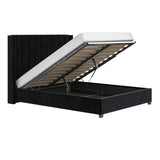 Flair Tiggy Kingsize Ottoman Bed with Winged Headboard Black Velvet