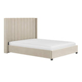 Flair Tiggy Double Ottoman Bed with Winged Headboard Beige Velvet