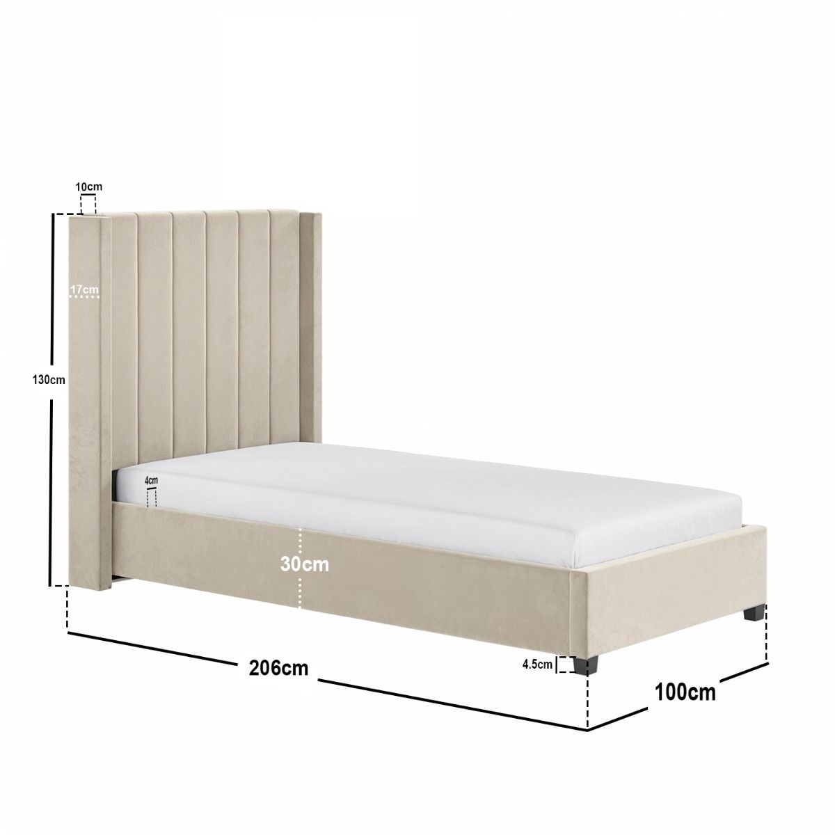 Flair Tiggy Single Ottoman Bed Velvet Beige