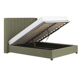 Flair Tiggy Kingsize Ottoman Bed with Winged Headboard Khaki Velvet