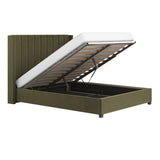 Flair Tiggy Double Ottoman Bed with Winged Headboard Khaki Velvet
