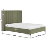 Flair Tiggy Double Ottoman Bed with Winged Headboard Khaki Velvet