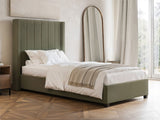 Flair Tiggy Single Ottoman Bed Velvet Khaki Green