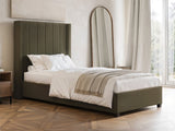 Flair Tiggy Single Ottoman Bed Velvet Khaki Green