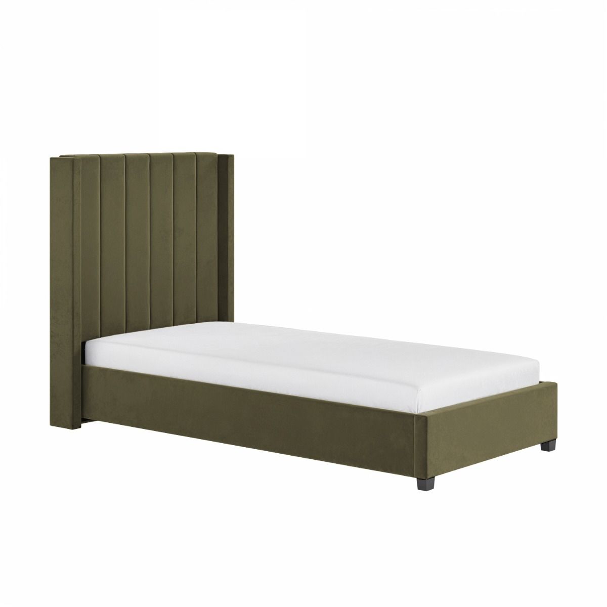 Flair Tiggy Single Ottoman Bed Velvet Khaki Green
