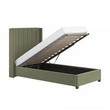 Flair Tiggy Single Ottoman Bed Velvet Khaki Green