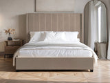 Flair Tiggy Double Ottoman Bed with Winged Headboard Beige Velvet