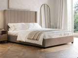 Flair Tiggy Double Ottoman Bed with Winged Headboard Beige Velvet
