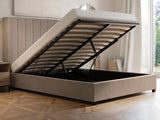 Flair Tiggy Double Ottoman Bed with Winged Headboard Beige Velvet