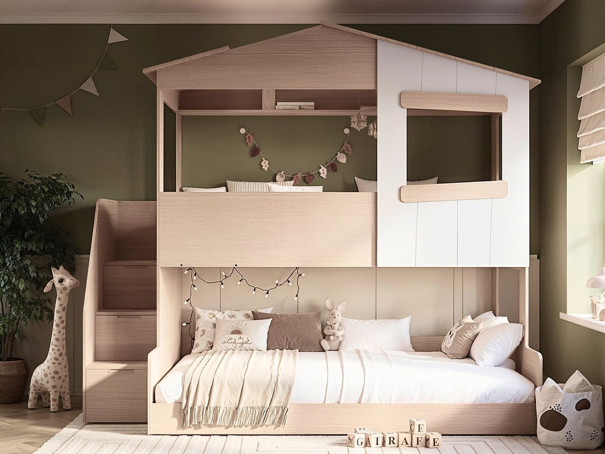 Flair Dreamland House Triple Sleeper with Staircase White & Oak