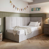 Flair Harley Boucle Corner Bed Frame with Storage Drawers Beige