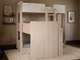 Flair Bode L-Shaped Triple Bunk Bed with Storage Shelves Oak & White