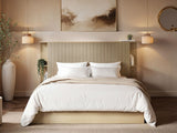SOLACE+CO Zora Ottoman Hotel Bed with Headboard Shelves Oak Kingsize