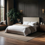 SOLACE+CO Velora Kingsize Ottoman Bed Brown Chenille