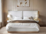 SOLACE+CO Vera Hotel Bed Frame with Integrated Bedside Tables Cream Kingsize