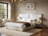 SOLACE+CO Vera Hotel Bed Frame with Integrated Bedside Tables Cream Kingsize