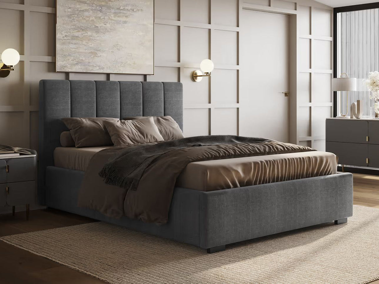 Flair Waltz Kingsize Fabric Ottoman Bed Grey