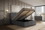 Flair Waltz Kingsize Fabric Ottoman Bed Grey