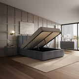 Flair Waltz Kingsize Fabric Ottoman Bed Grey