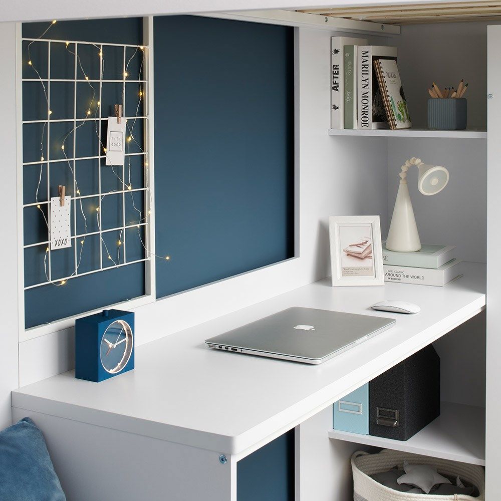 Flair Harry High Sleeper with Desk & Wardrobe White