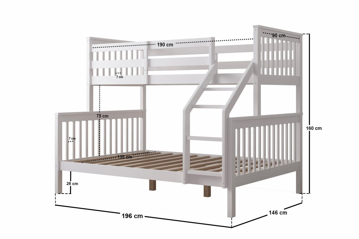 Flair Zoom Wooden Detachable Triple Bunk Bed White