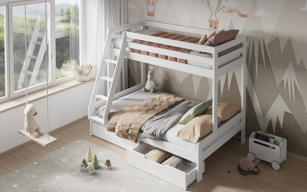 Noomi Nora Solid Wood Triple Bunk Bed White (FSC-Certified)