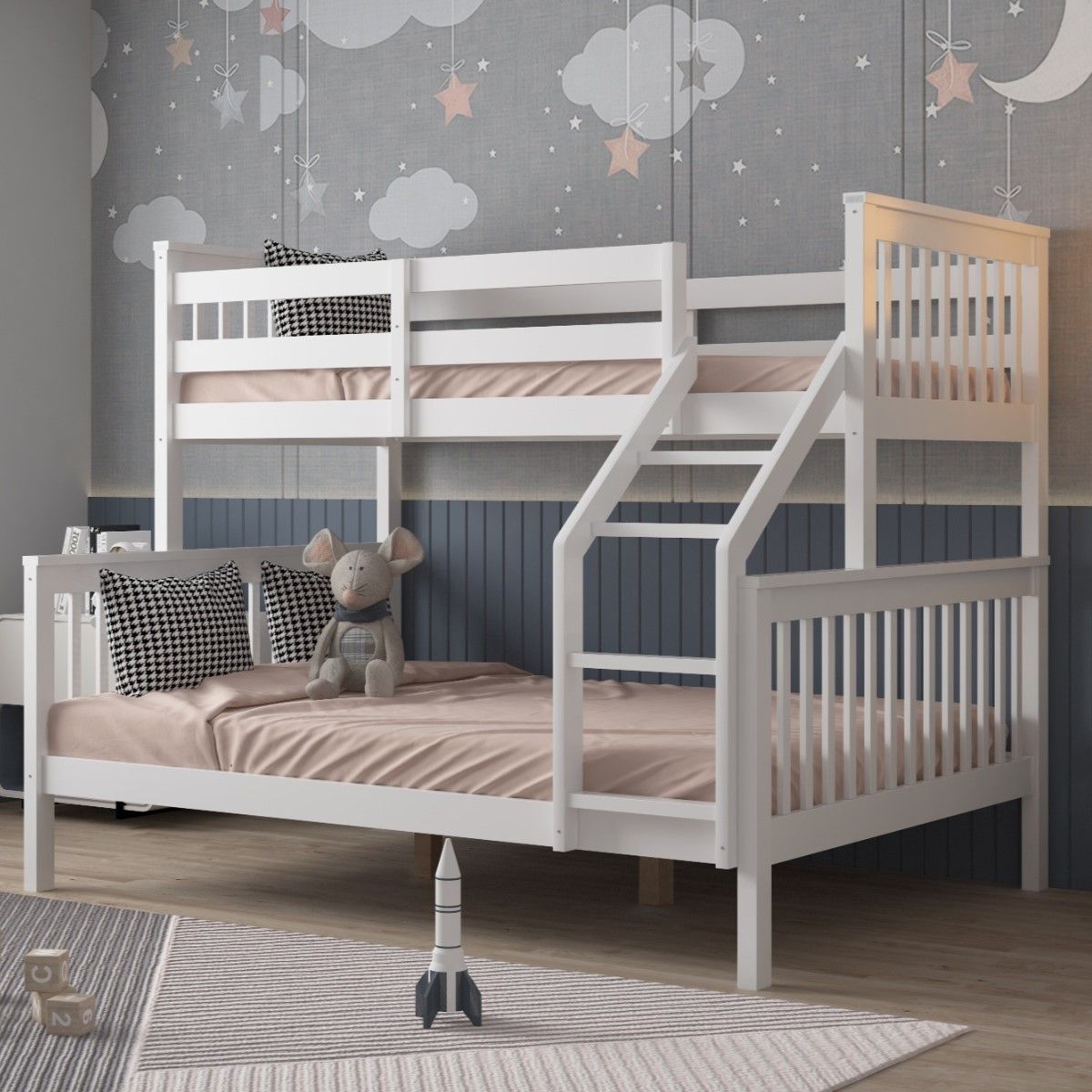 Flair Zoom Wooden Detachable Triple Bunk Bed White