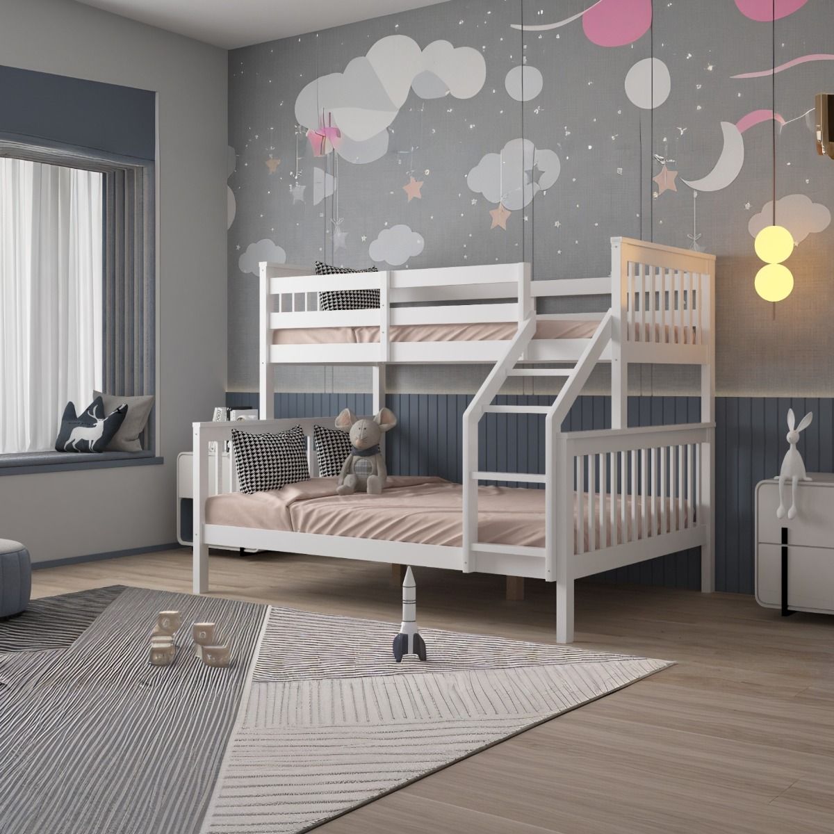 Flair Zoom Wooden Detachable Triple Bunk Bed White