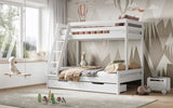Noomi Nora Solid Wood Triple Bunk Bed White (FSC-Certified)
