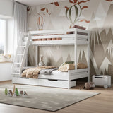 Noomi Nora Solid Wood Triple Bunk Bed White (FSC-Certified)