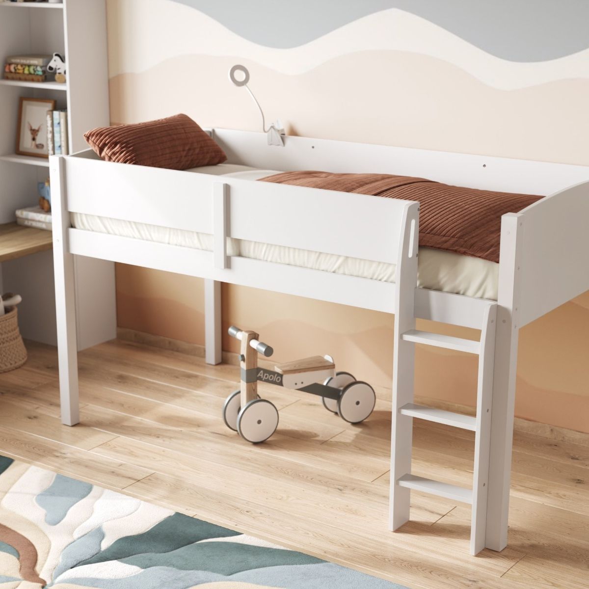 Flair Loop Wooden Mid Sleeper White