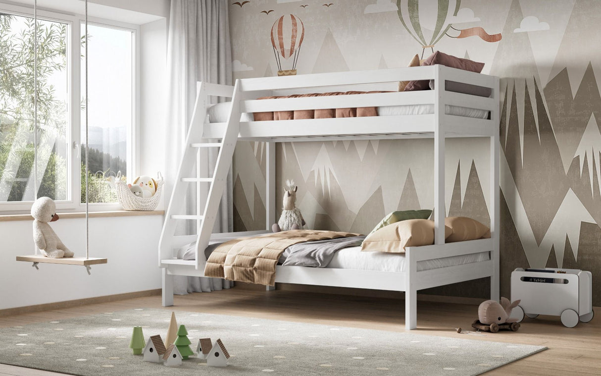 Noomi Nora Solid Wood Triple Bunk Bed White (FSC-Certified)