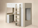 Flair Willow High Sleeper with Desk & Storage White & Oak