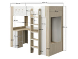 Flair Willow High Sleeper with Desk & Storage White & Oak